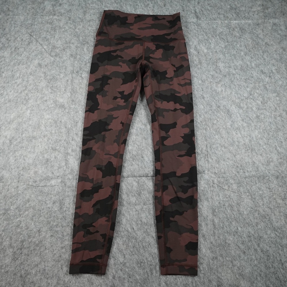 Lululemon Leggings Womens 4 Brown Camo Wunder Train High Rise 25" Yoga Run